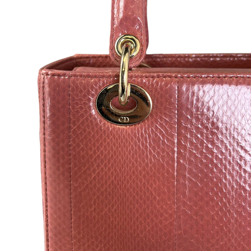 Lady Dior Medium Python Quilted Pink GHW