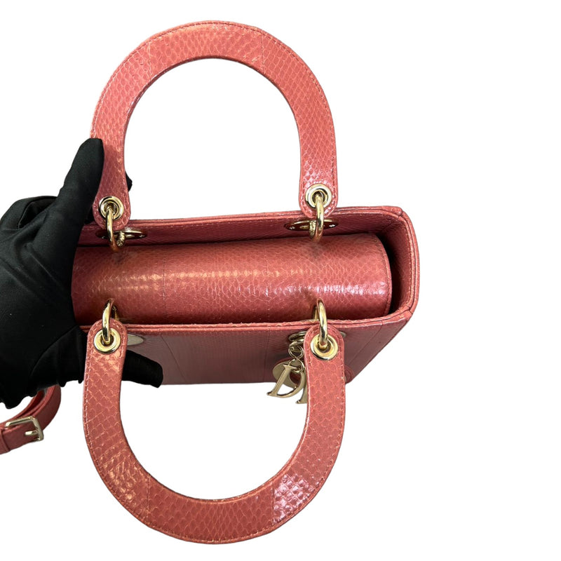 Lady Dior Medium Python Quilted Pink GHW