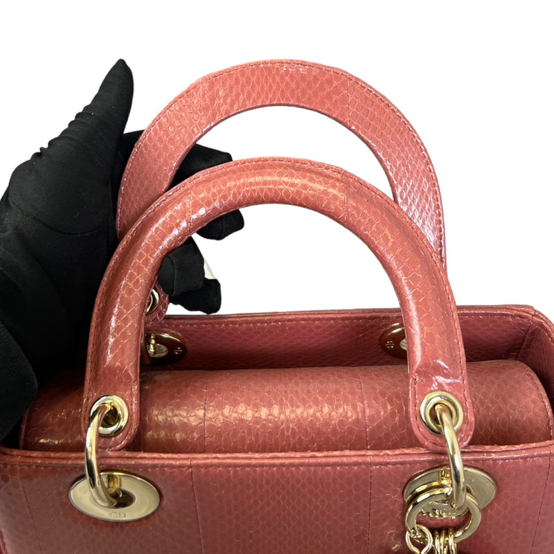 Lady Dior Medium Python Quilted Pink GHW