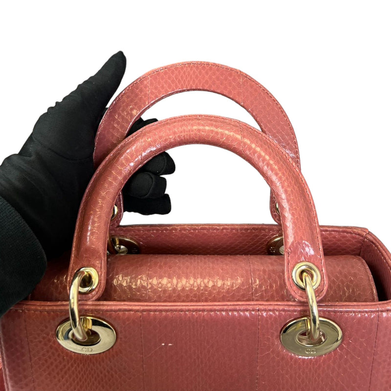 Lady Dior Medium Python Quilted Pink GHW