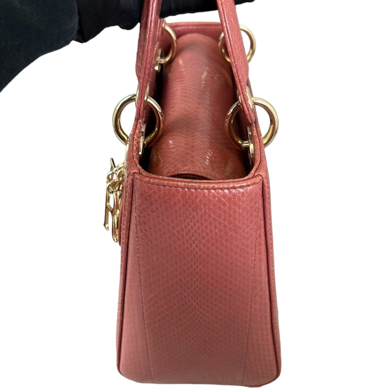 Lady Dior Medium Python Quilted Pink GHW