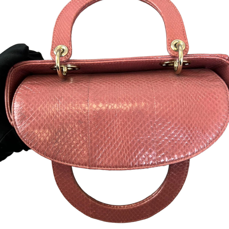 Lady Dior Medium Python Quilted Pink GHW
