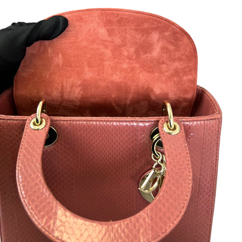 Lady Dior Medium Python Quilted Pink GHW