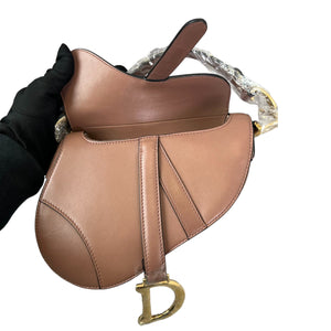 Saddle Bag Mini Grained Calfskin Brown GHW