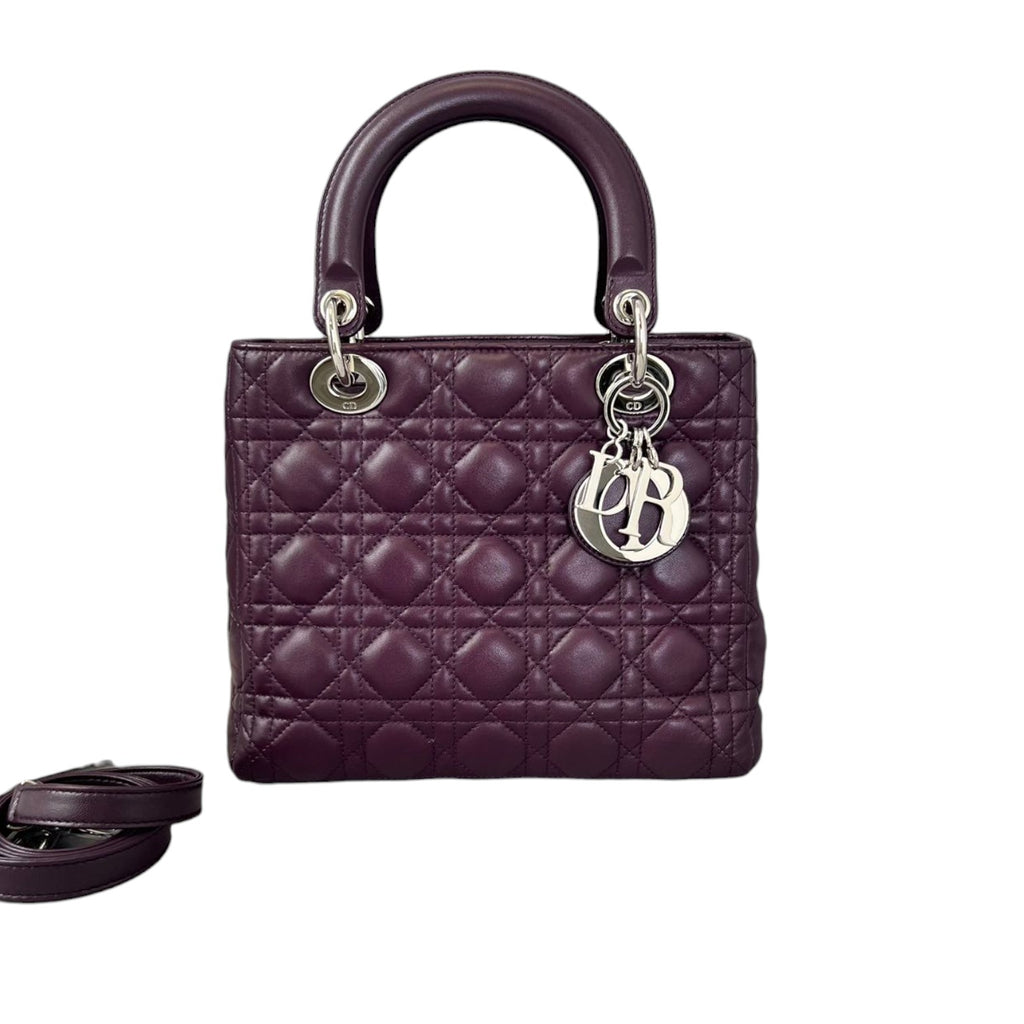 Lady Dior Medium Lambskin Cannage Purple SHW