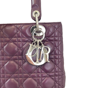 Lady Dior Medium Lambskin Cannage Purple SHW