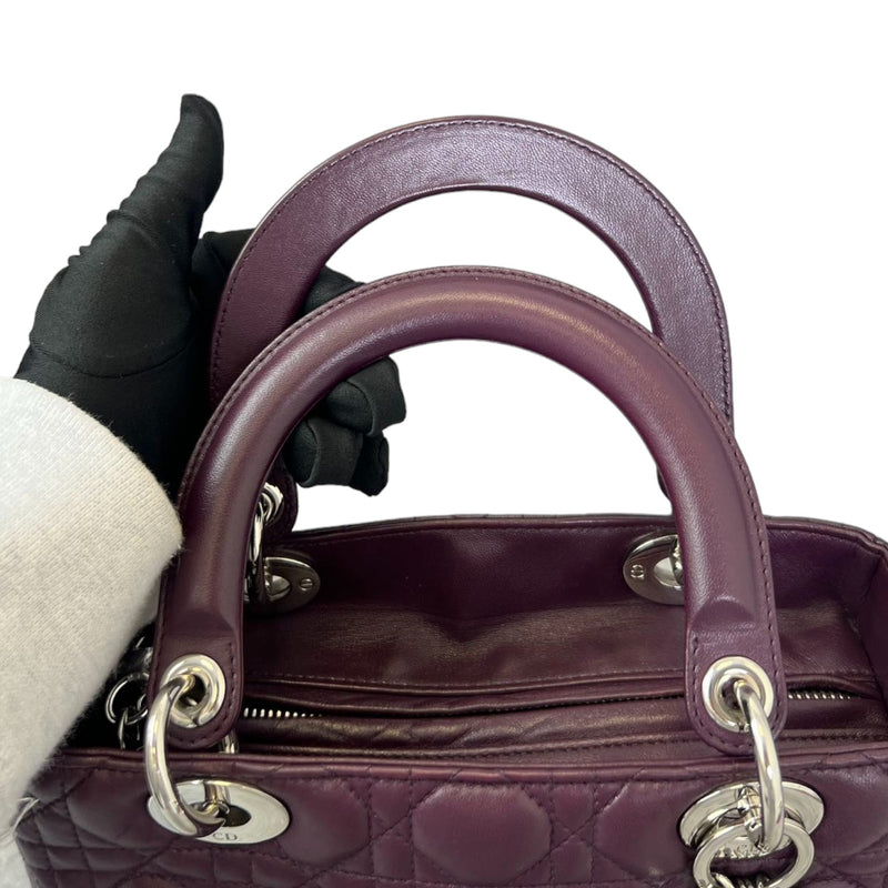 Lady Dior Medium Lambskin Cannage Purple SHW