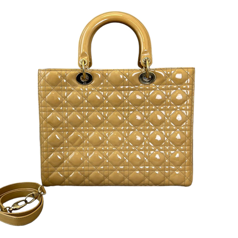 Lady Dior Large Patent Cannage Beige GHW