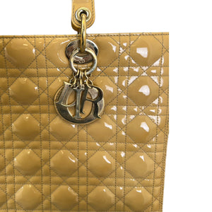 Lady Dior Large Patent Cannage Beige GHW