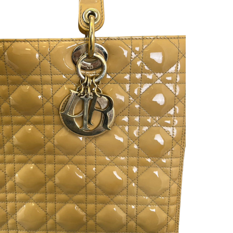 Lady Dior Large Patent Cannage Beige GHW