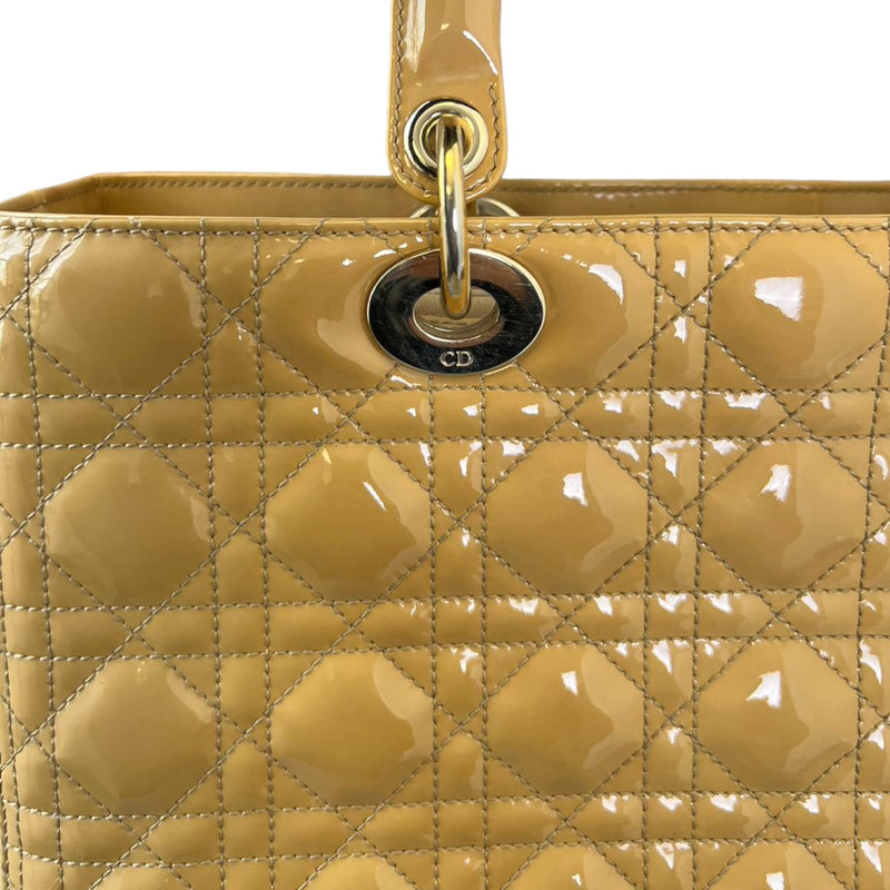 Lady Dior Large Patent Cannage Beige GHW