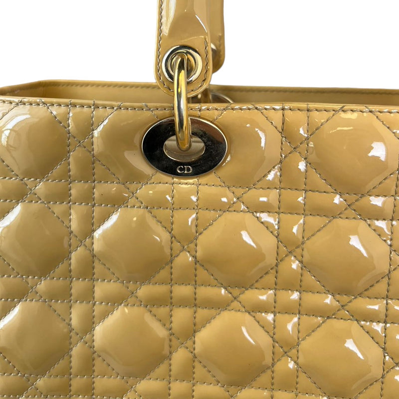 Lady Dior Large Patent Cannage Beige GHW