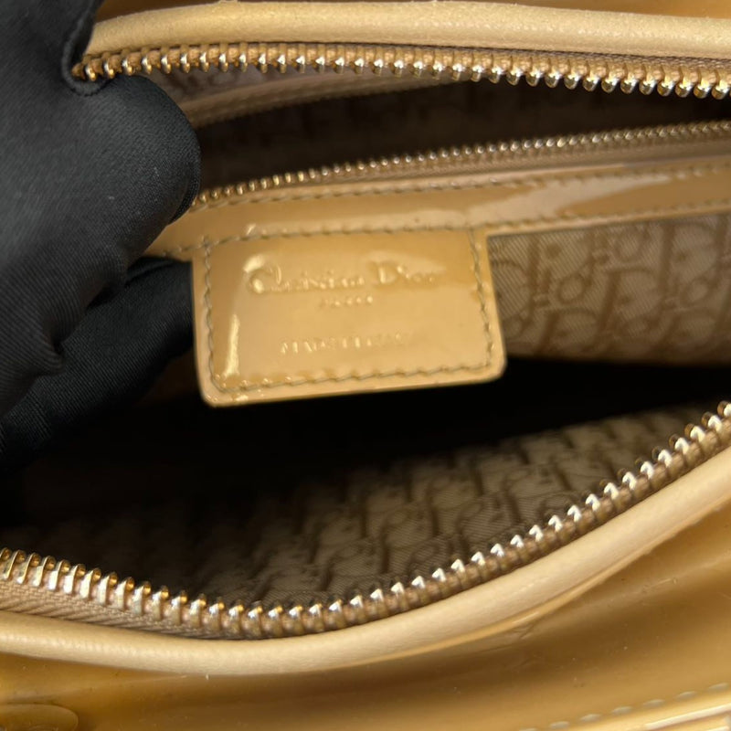 Lady Dior Large Patent Cannage Beige GHW
