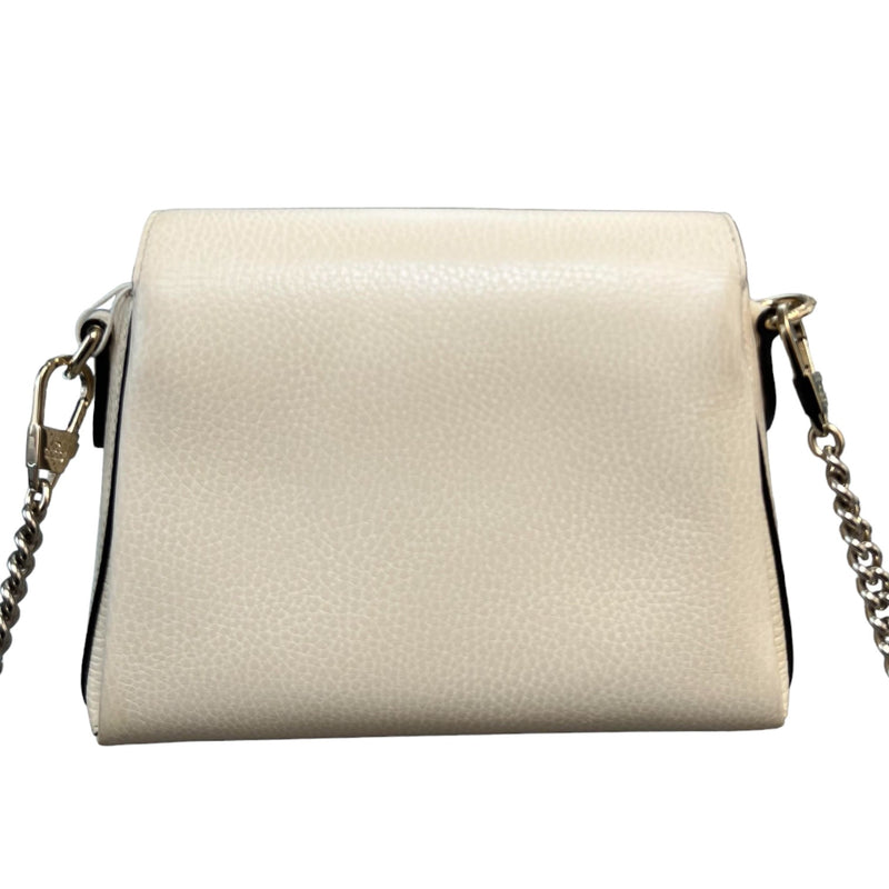 Dollar Interlocking Small Crossbody Calfskin Off White GHW