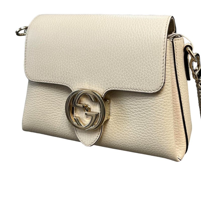 Dollar Interlocking Small Crossbody Calfskin Off White GHW