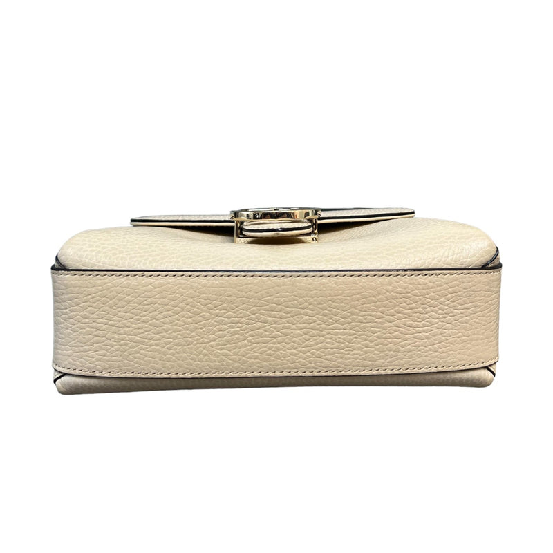 Dollar Interlocking Small Crossbody Calfskin Off White GHW