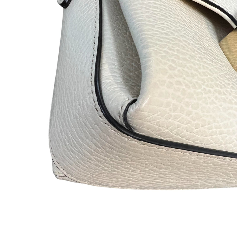 Dollar Interlocking Small Crossbody Calfskin Off White GHW