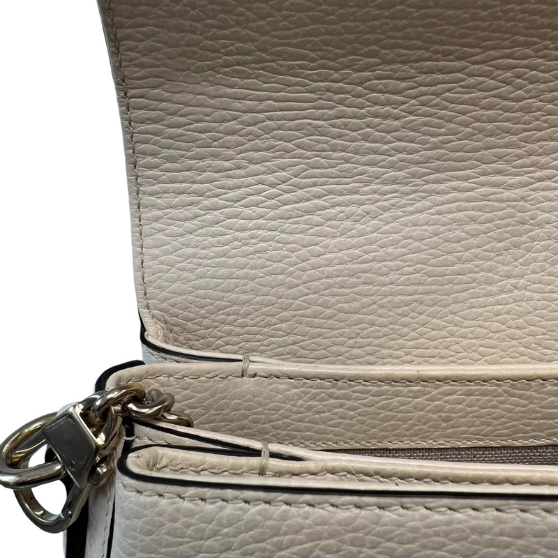 Dollar Interlocking Small Crossbody Calfskin Off White GHW