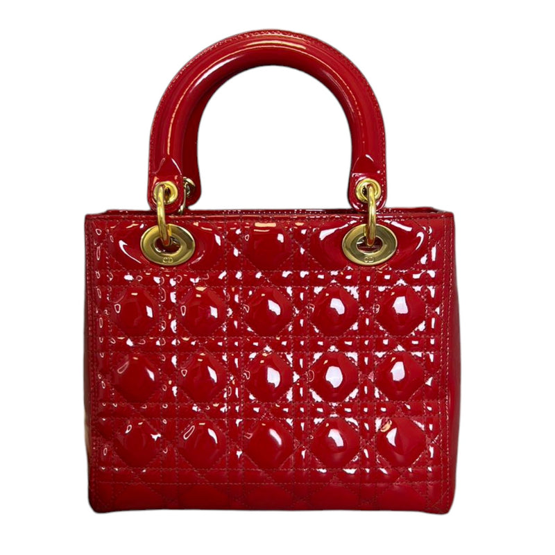 Lady Dior Medium Patent Red GHW