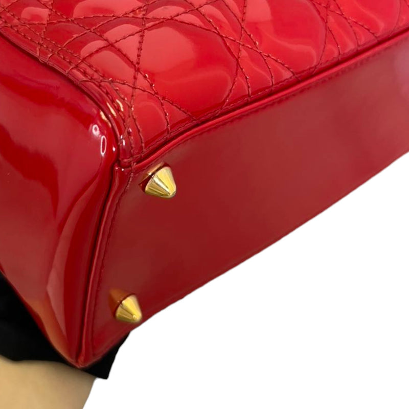 Lady Dior Medium Patent Red GHW
