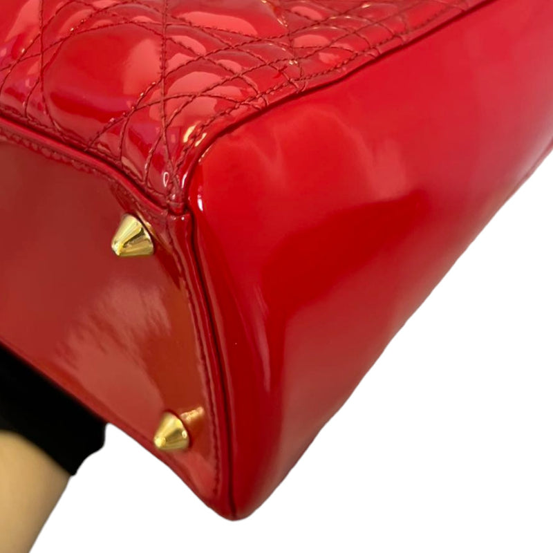 Lady Dior Medium Patent Red GHW