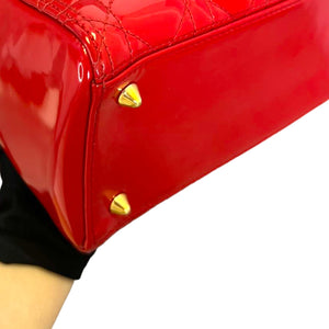 Lady Dior Medium Patent Red GHW