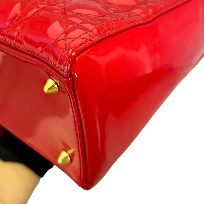 Lady Dior Medium Patent Red GHW