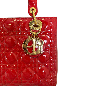 Lady Dior Medium Patent Red GHW