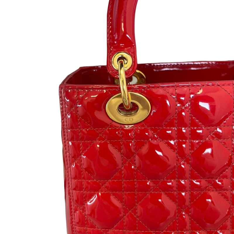 Lady Dior Medium Patent Red GHW