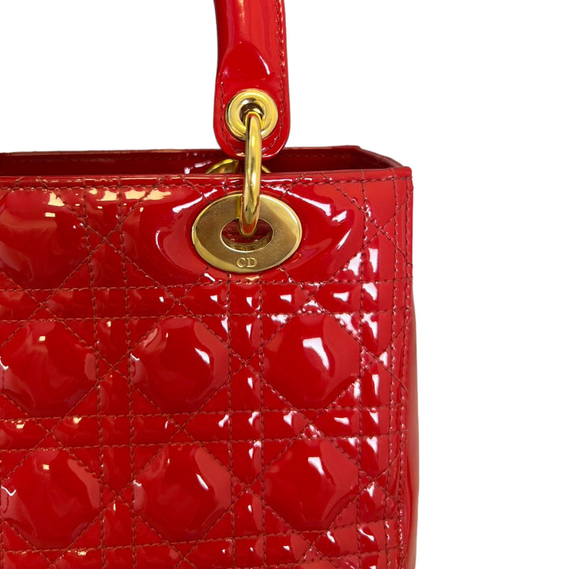 Lady Dior Medium Patent Cannage Red GHW