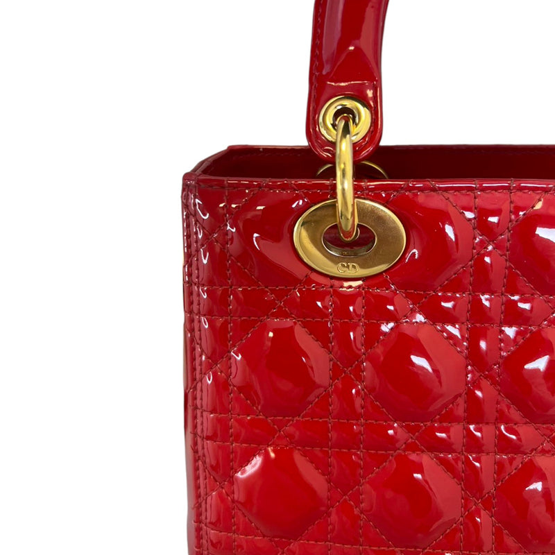 Lady Dior Medium Patent Cannage Red GHW