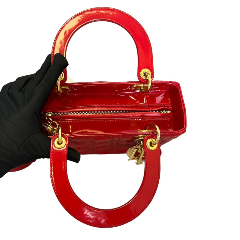 Lady Dior Medium Patent Red GHW