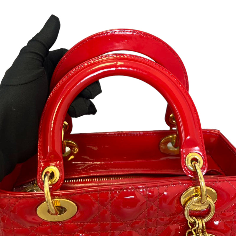 Lady Dior Medium Patent Red GHW