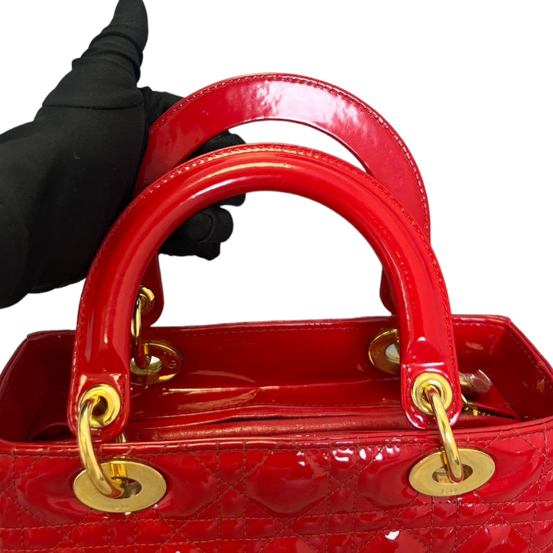Lady Dior Medium Patent Red GHW