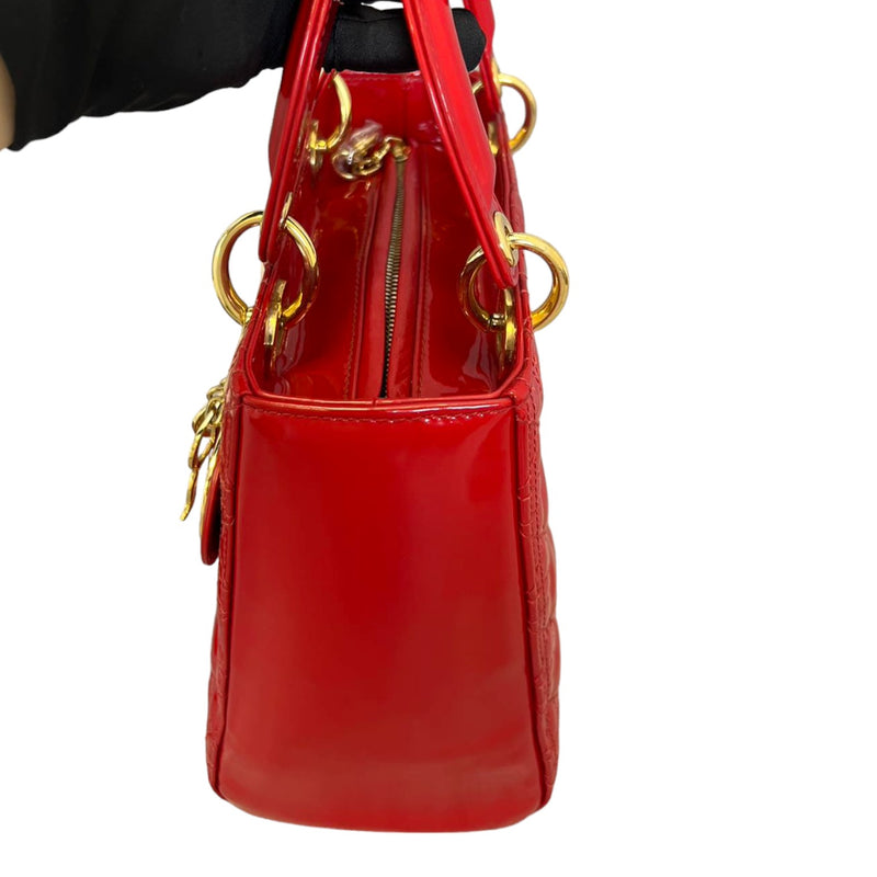 Lady Dior Medium Patent Cannage Red GHW