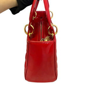 Lady Dior Medium Patent Red GHW