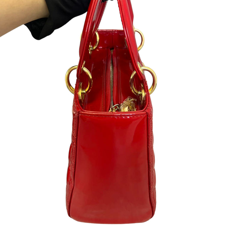 Lady Dior Medium Patent Red GHW