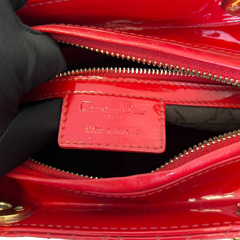 Lady Dior Medium Patent Red GHW