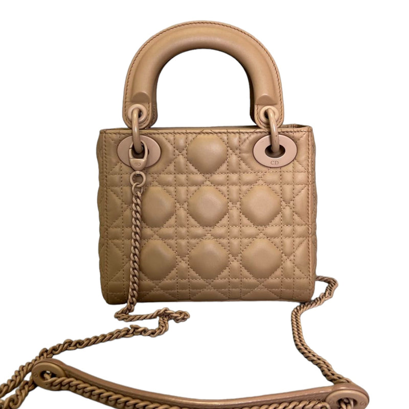 Lady Dior Mini Ultra Matte Calfskin Cannage Beige