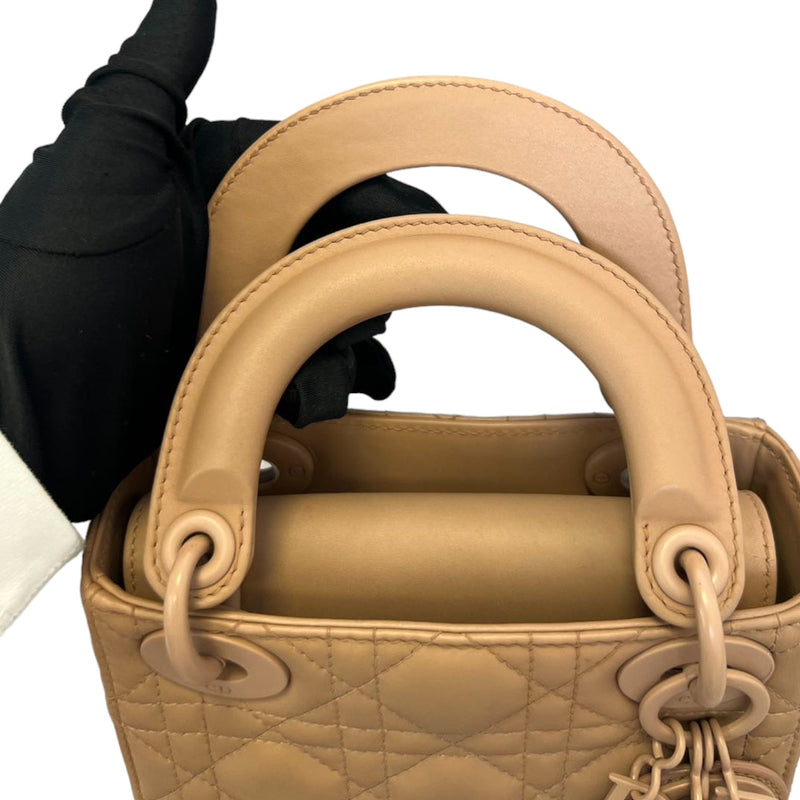 Lady Dior Mini Ultra Matte Calfskin Cannage Beige