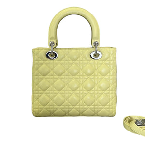 Lady Dior Medium Lambskin Cannage Yellow SHW
