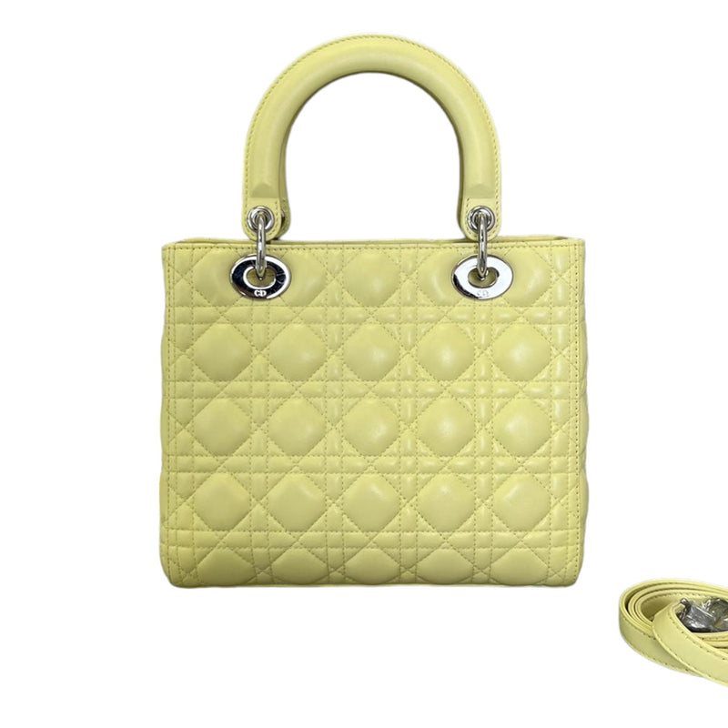 Lady Dior Medium Lambskin Cannage Yellow SHW