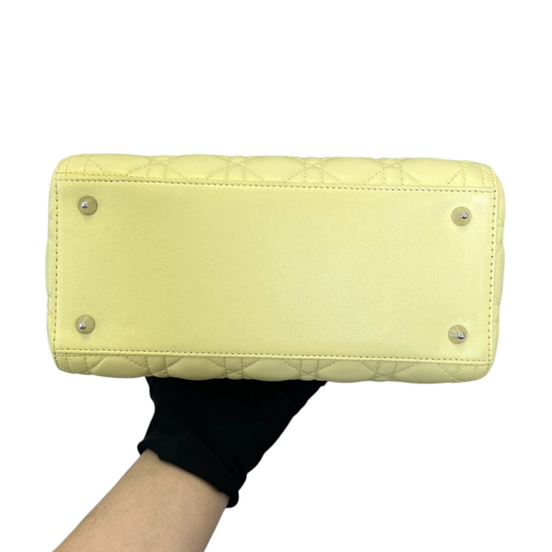 Lady Dior Medium Lambskin Cannage Yellow SHW