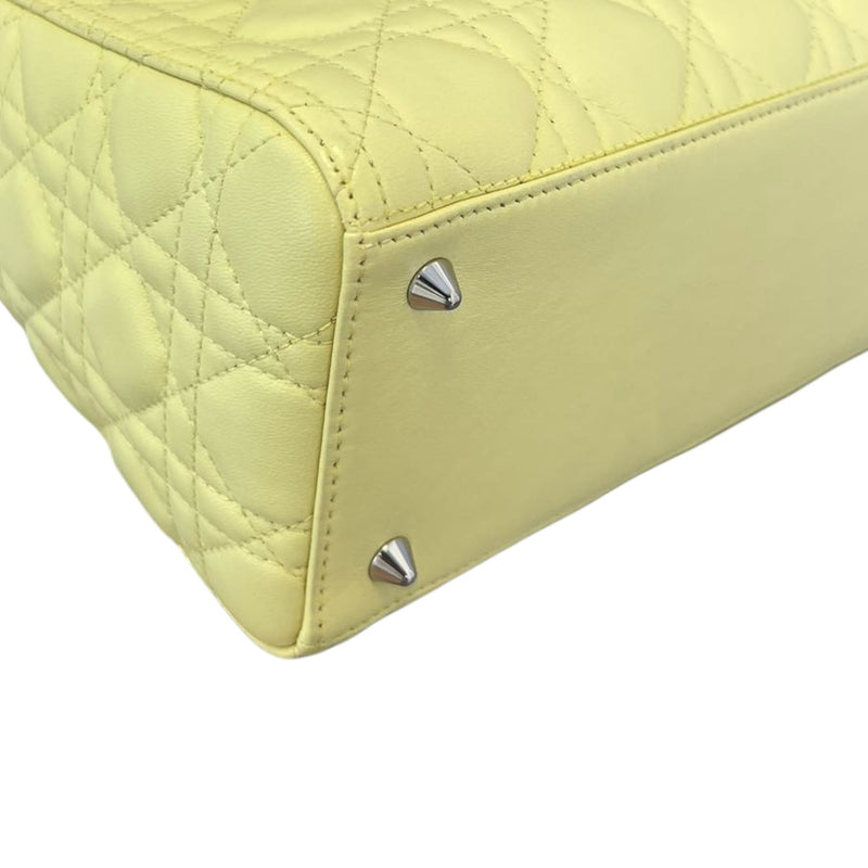 Lady Dior Medium Lambskin Cannage Yellow SHW