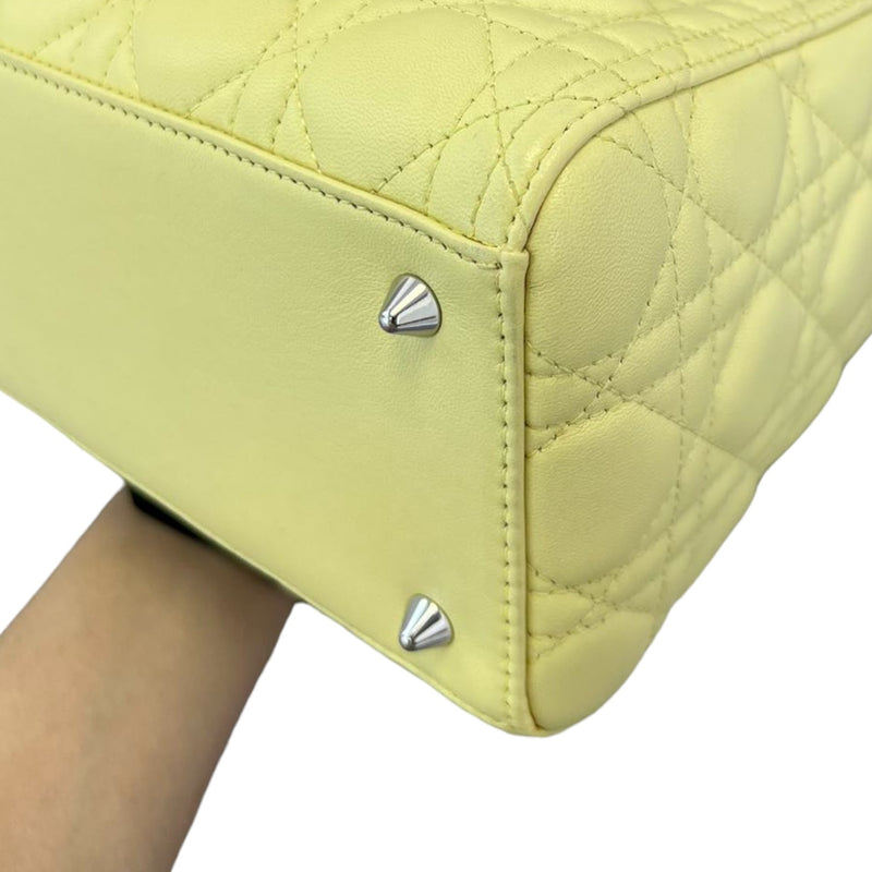 Lady Dior Medium Lambskin Cannage Yellow SHW