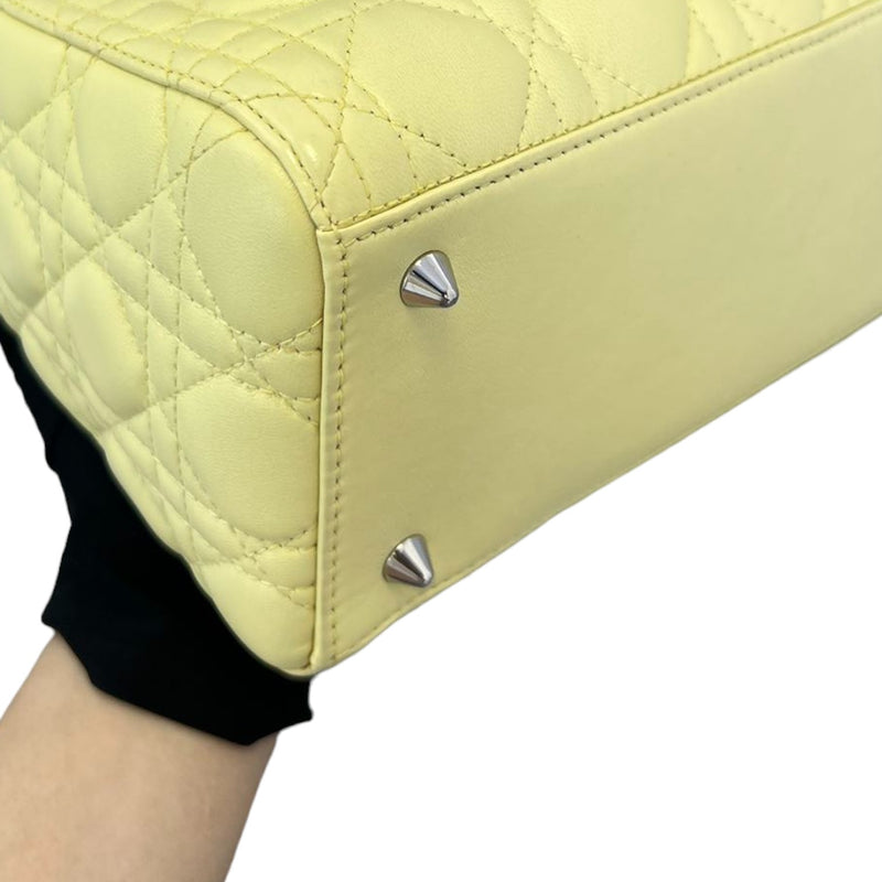 Lady Dior Medium Lambskin Cannage Yellow SHW