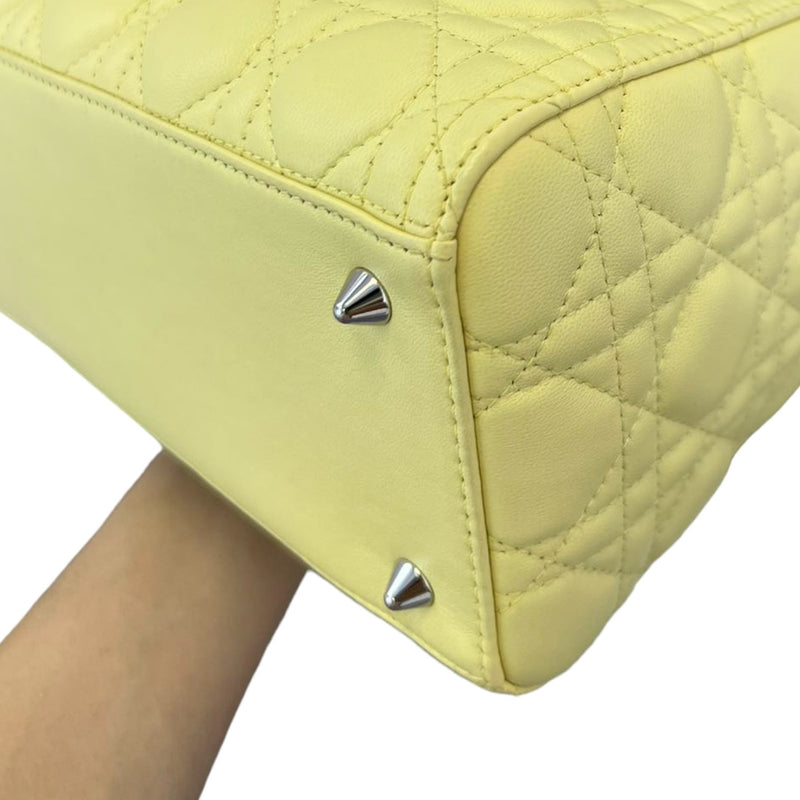 Lady Dior Medium Lambskin Cannage Yellow SHW
