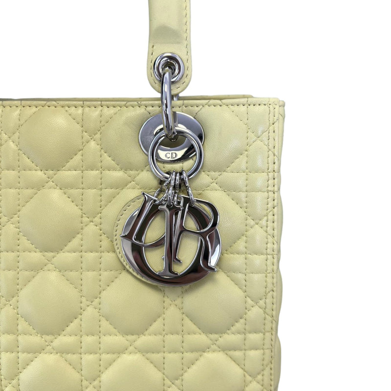 Lady Dior Medium Lambskin Cannage Yellow SHW