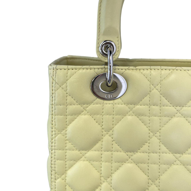 Lady Dior Medium Lambskin Cannage Yellow SHW