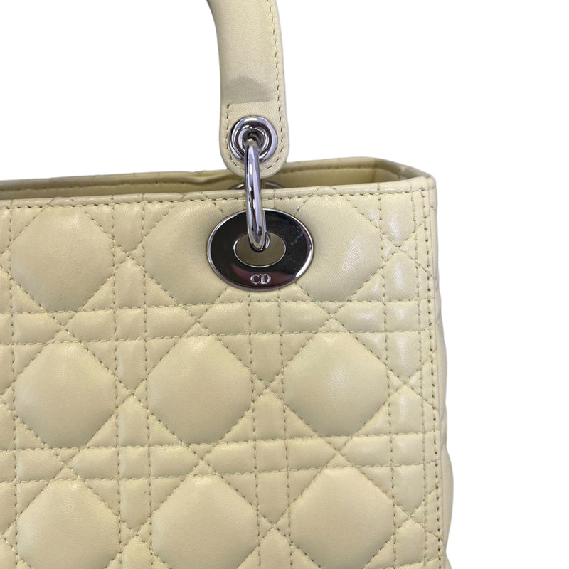 Lady Dior Medium Lambskin Cannage Yellow SHW
